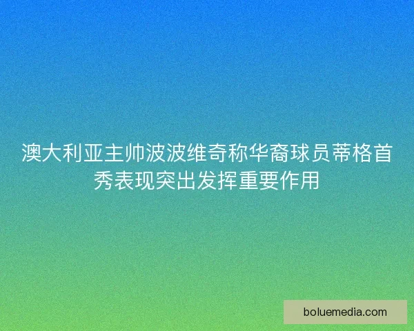 澳大利亚主帅波波维奇称华裔球员蒂格首秀表现突出发挥重要作用 澳大利亚主帅波波维奇称华裔球员蒂格首秀表现突出发挥重要作用