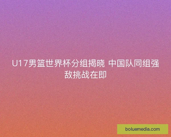 U17男篮世界杯分组揭晓 中国队同组强敌挑战在即