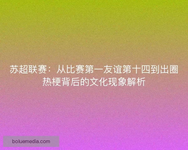 苏超联赛:从比赛第一友谊第十四到出圈热梗背后的文化现象解析 苏超联赛:从比赛第一友谊第十四到出圈热梗背后的文化现象解析